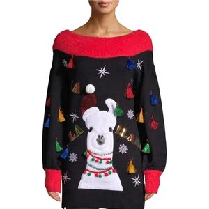 NWT Women's Christmas Llama Tunic Sweater.